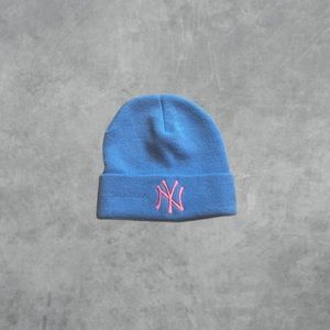 cute blue and pink nyc beanie